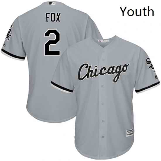 Youth Majestic Chicago White Sox 2 Nellie Fox Replica Grey Road Cool Base MLB Jersey